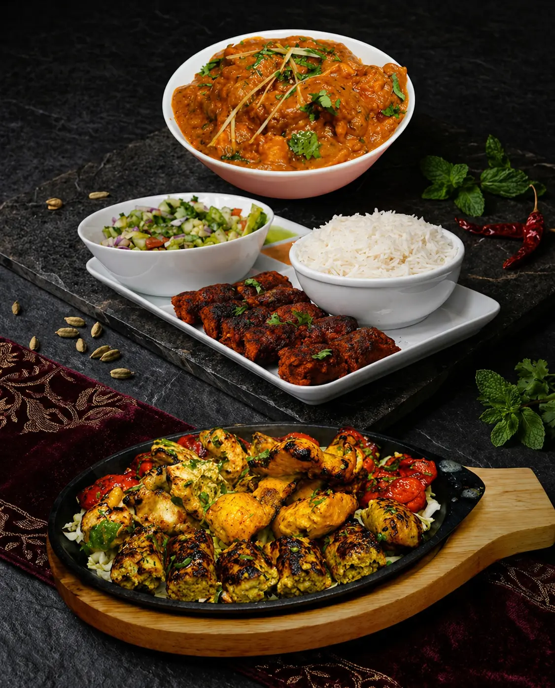 The Social Kabob authentic East Indian restaurant interior in Southridge, Okotoks AB